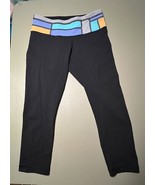 Lululemon Wunder Under Black With Colorblock Waist Capri Women&#39;s 6 - $426.29 MXN