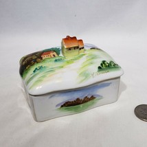 Hand Painted Porcelain Lidded Trinket Box 3D House Lid Signed Y Nimura J... - $34.95