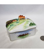 Hand Painted Porcelain Lidded Trinket Box 3D House Lid Signed Y Nimura Japan EUC - £27.93 GBP