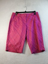 Nike Golf Shorts Women Size 6 Pink Check Polyester Belt Loop Pocket Logo Pull On - $17.49