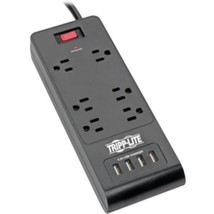 Tripp Lite Surge Protector Power Strip 6-Outlets 4 USB Ports 6ft Cord, Black - $70.99
