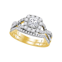 14kt Yellow Gold Princess Diamond Bridal Wedding Engagement Ring Set 1.0... - £1,335.69 GBP