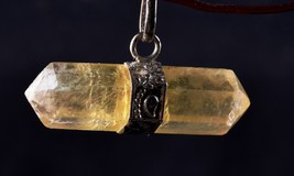 Calcite  Natural  creativity and imagination  double terminated pendant ... - $23.20