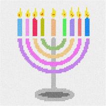 Pepita Needlepoint Canvas: Colorful Menorah, 7&quot; x 7&quot; - $50.00+