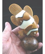 (TNE-FIS-CL-326) Clown clownfish anemone fish TAGUA NUT figurine carving... - £34.83 GBP