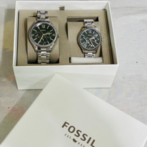 Fossil BQ2644SET Silver Black Chronograph Stainless Steel 3ATM Couples Watch Set - £193.84 GBP