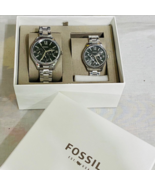 Fossil BQ2644SET Silver Black Chronograph Stainless Steel 3ATM Couples W... - $246.51