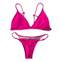 Shein Womans Swim Suit 2 Piece Bikini Pink High Waist Size Small Bikini No Pads - £15.55 GBP