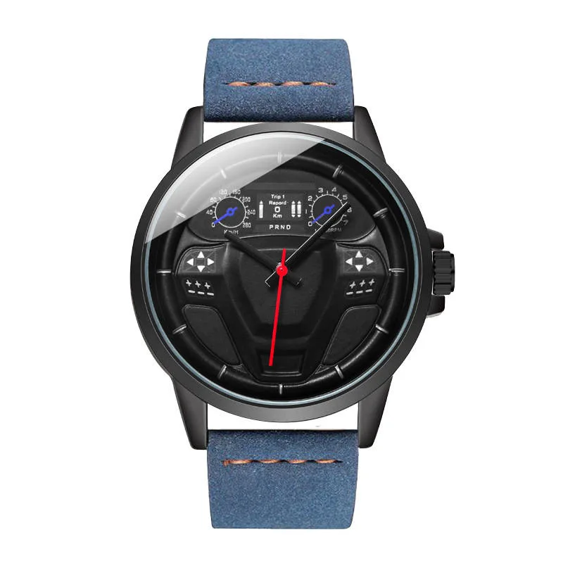 New Fashion Men Sport Steering Wheel Wrist Watches Originality Leather W... - $16.92