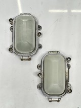 Pair of Old Industrial Aluminum Nautical Bulkboards with White Glass-
sh... - $290.95