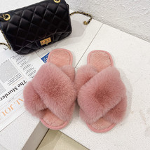 Winter Women House Slippers Plush Faux  Slippers Warm Indoor Shoes Woman Flats F - £21.30 GBP