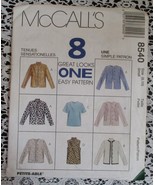 McCall&#39;s 8540 Misses Unlined Jacket &amp; Top Sewing Pattern Size 8-10 NEW - £7.23 GBP