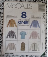 McCall&#39;s 8540 Misses Unlined Jacket &amp; Top Sewing Pattern Size 8-10 NEW - $12.69 CAD