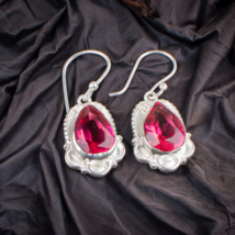 Pink Tourmaline Gemstone 925 Silver Earring Handmade Jewelry Earring 1.50&quot; - £8.99 GBP