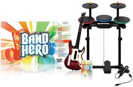 Nintendo Wii-U/Wii Band Hero Super Bundle Set Guitar Free Shippin Drums Mic Game - £446.29 GBP