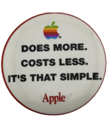 1980s APPLE COMPUTER DOES MORE COSTS LESS Badge Button 80s Pin Pinback V... - £27.08 GBP