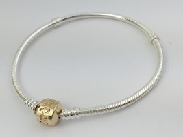 PANDORA Sterling Silver & 14K Gold Snap Clasp Bracelet 7.1" 590702HG-18 NEW - $266.94