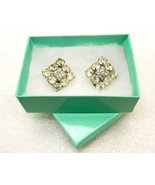 Rhinestone Clip-On Earrings, Diamond Shape, 12 Clear Gemstones, Vintage,... - $181.89 MXN