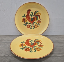 Vtg Taylor, Smith &amp; Taylor Reveille Red Trim Rooster  Dinner Plate - 2 P... - £14.17 GBP