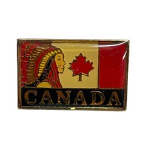 Native Indian Feathered Headdress Canada Canadian Flag Lapel Pin - £11.55 GBP
