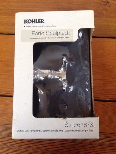 NEW Kohler Forte Sculpted Polished Shiny Chrome Double Robe Hook R11375-CP - £29.78 GBP