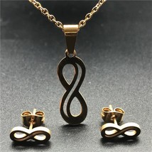 Stainless Steel Gold Color Pendant Necklace sets link Chain Clover Heart snowfla - £8.76 GBP