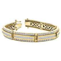 7.50 Ct Sparkling Simulated Diamonds Link Men&#39;s Bracelet 14K Yellow Gold... - £587.62 GBP