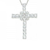 Cross Pendant w/ Sapphire Sterling Silver Chain Necklace 16&quot;-22&quot; - £31.54 GBP+