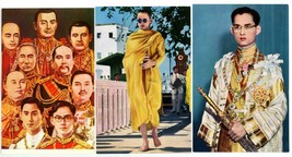 3 Postcards King of Thailand Priesthood 9 Kings Portrait Chakri Dynasty ... - $12.00
