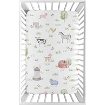 Sweet Jojo Designs Farm Animals Boy or Girl Fitted Mini Crib Sheet Baby Nursery  - £31.46 GBP