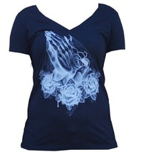 Lowbrow Art Prey V-neck Black T-shirt Cotton Tee Tattoo Pray Hands S-M-L... - $25.95
