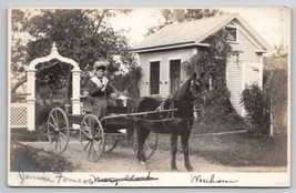 RPPC Wenham MA Lovely Women on Horse Drawn Carriage Jennie Forness Postcard I24 - £14.99 GBP