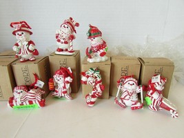 Lot of 70 Russ Berrie Figurine Ornaments Red White Snowmen 8 Patterns New - $69.25