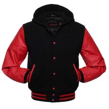 Crimson Leather Sleeves Varsity Jacket - $50.00