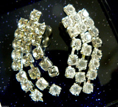 VINTAGE RETRO SIVER TONE METAL CLEAR CRYSTAL RHINESTONES SHOE BUCKLE SET... - $19.80