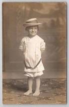 RPPC Cute Victorian Child Barefoot and Ready for The Beach Studio Postcard E29 - £7.15 GBP