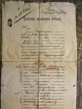 Vecchio documento d&#39;epoca Ungheria certificato di nascita ebraico 1906 - $30.29