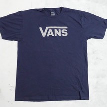 Vans Classic Big Logo Graphic T Shirt Mens Large Navy Blue Sleeve Tag - £11.35 GBP