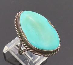 925 Sterling Silver Vintage Ring Southwestern Carved Turquoise Sz 8.5  RG27623 - $77.39