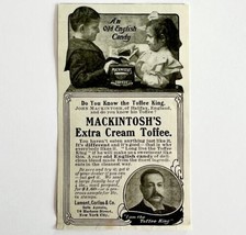 1904 Mackintosh Extra Cream Toffee Advertisement Candy Ephemera 4 x 2.25&quot; - £7.86 GBP