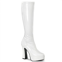 PLEASER ELECTRA-2000Z Women&#39;s White Patent 5&quot; Stack Heel Platform Knee High Boot - £57.30 GBP