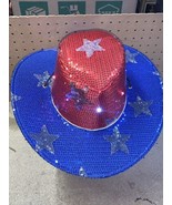 USA RED, WHITE, AND BLUE, COWBOY SEQUIN, LIGHTED HAT - £14.90 GBP