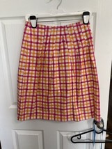 Women’s Talbots A Line Skirt Pink And Orange Plaid Size 6 Lined Pleats Midi - $16.83