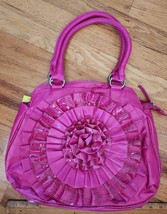 Purse Hot Pink Large Circle Zipper 2 Compartments  Short Handle - £11.47 GBP