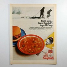 Vtg Come Snow Come Campbells Vegetable Soup Full Page Print Ad - £5.74 GBP