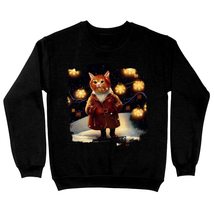 Beautiful Cat Sweatshirt - Printed Crewneck Sweatshirt - Cute Sweatshirt - Black - £35.82 GBP