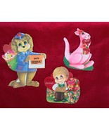 1950&#39;s 3 Valentine Cards Moving Parts Kangaroo Boy w Flowers Lion Postma... - $224.48 MXN