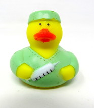 Doctor Rubber Duck 2&quot; Green Scrubs Syringe Physician Medical Squirter Bath Toy C - £6.35 GBP