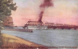 Steamer Passing Through Government Bridge Rock Island Illinois 1910 postcard - £5.10 GBP