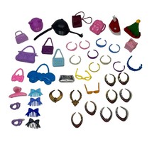 12 in Doll Accessories Lot 43 Pc Crowns Purses Combs Hats Necklaces Bags - $13.41